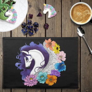 Pegasus Black Floral Cloth Placemat