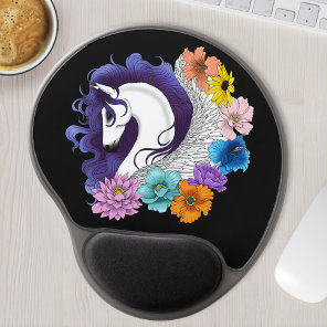 Pegasus Black Floral Gel Mouse Pad