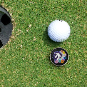 Pegasus Black Floral Golf Ball Marker