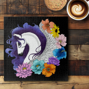 Pegasus Black Floral Jigsaw Puzzle