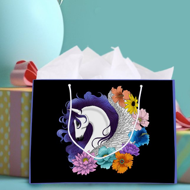 Pegasus Black Floral Large Gift Bag (Creator Uploaded)