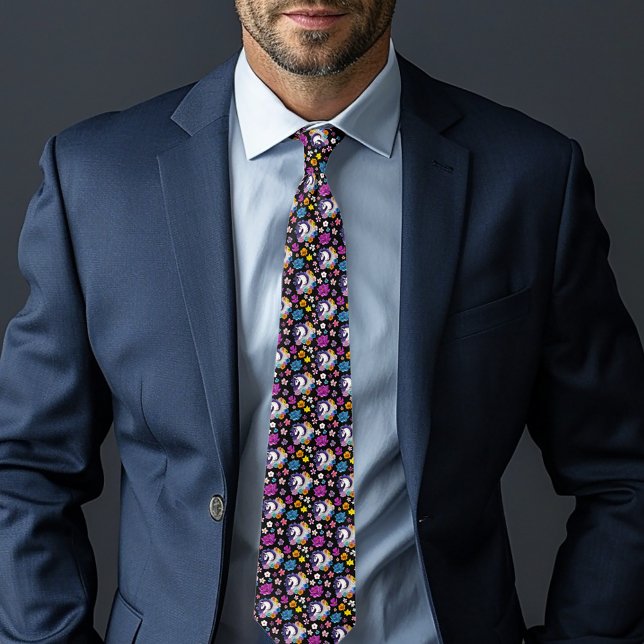 Pegasus Black Floral Neck Tie (Creator Uploaded)