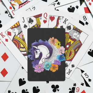 Pegasus Black Floral Poker Cards