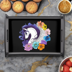 Pegasus Black Floral Serving Tray