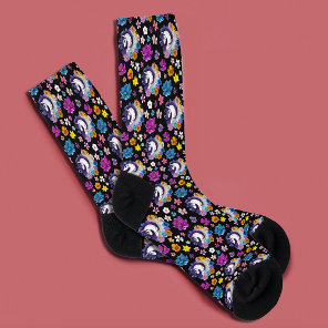 Pegasus Black Floral Socks