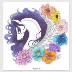 Pegasus Black Floral Sticker
