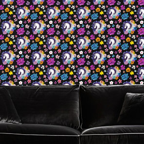 Pegasus Black Floral Wallpaper