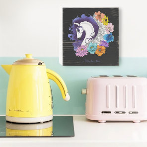 Pegasus Black Floral Wooden Box Sign