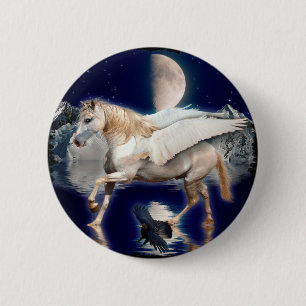 PEGASUS & BLACK RAVEN PINBACK BUTTON