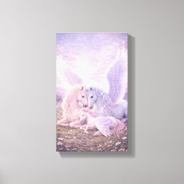 Pegasus Family – Soft Pastel Fantasy Canvas Art (Front)