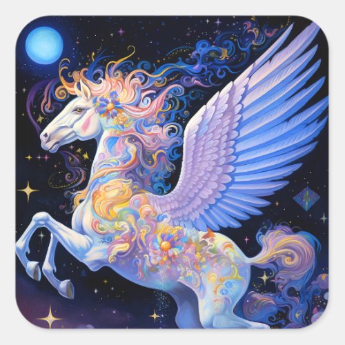 Pegasus Fantasy Art Square Sticker