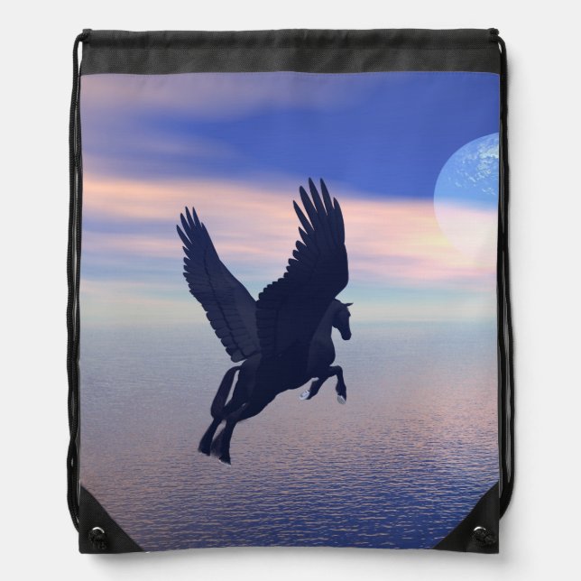 Pegasus Flying Drawstring Backpack (Front)