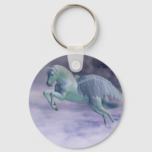 Pegasus Galloping through Storm Clouds Keychain (Front)