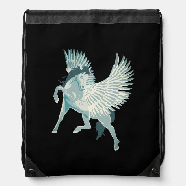 Pegasus Greek Mythology Winged Horse Drawstring Bag (Front)