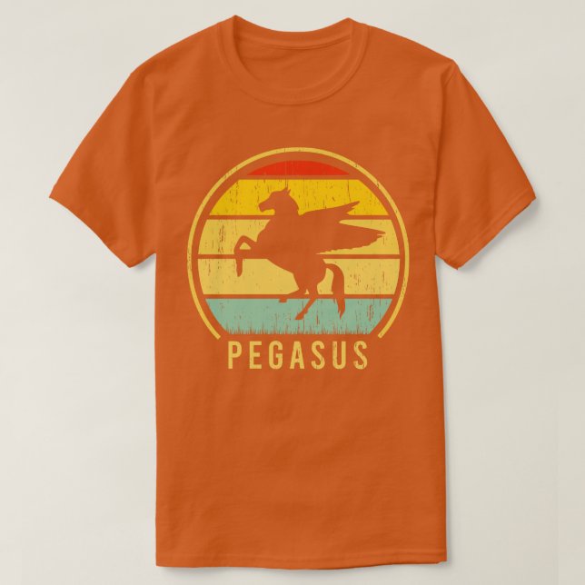 Pegasus Horse badge distressed retro sunset T-Shirt (Design Front)