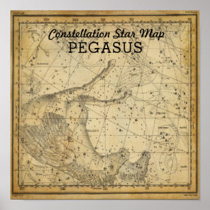 Pegasus Horse Constellation Star Map Andromeda Poster