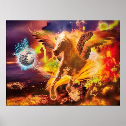 PEGASUS HORSE DESTROYS THE KRAKEN POSTER