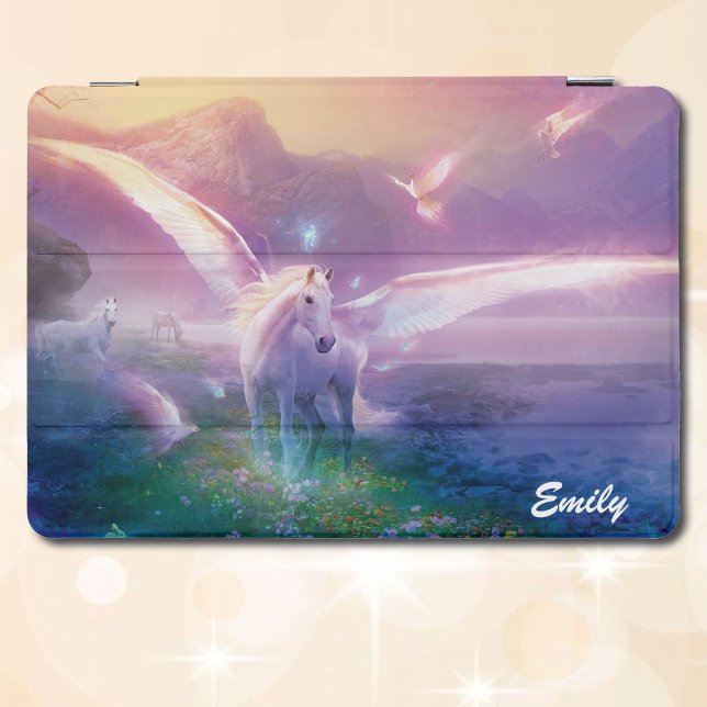 Pegasus Horse Lavender Mist Your Name iPad iPad Pro Cover (Creator Uploaded)