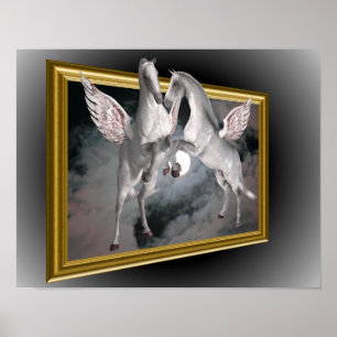 Pegasus Horses Out Of Bounds Fantasy Art Poster