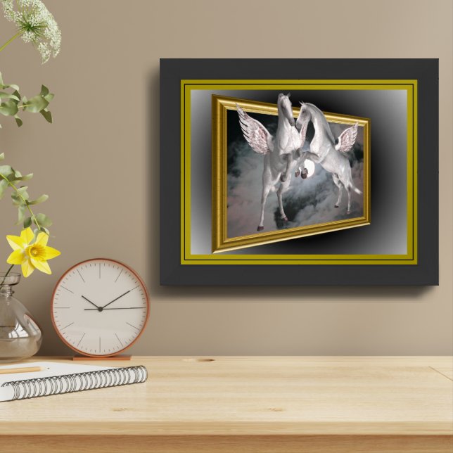 Pegasus Horses Out Of Bounds Fantasy Framed Framed Art (Table Top)