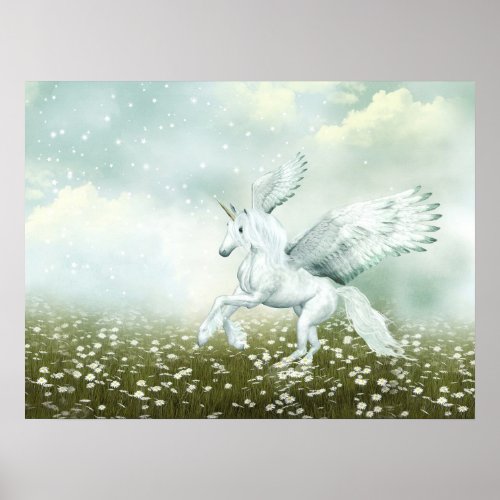 Pegasus in daisies poster