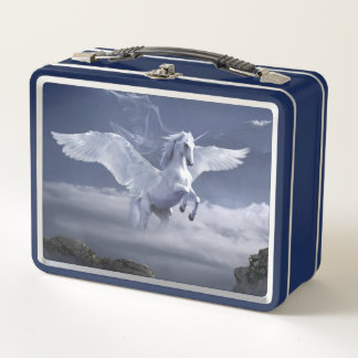 Pegasus in flight metal lunch box