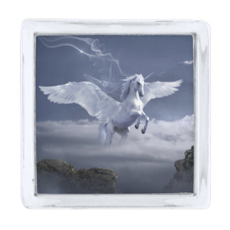 Pegasus in flight       silver finish lapel pin