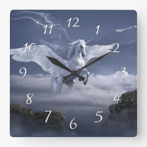 Pegasus in flight  square wall clock