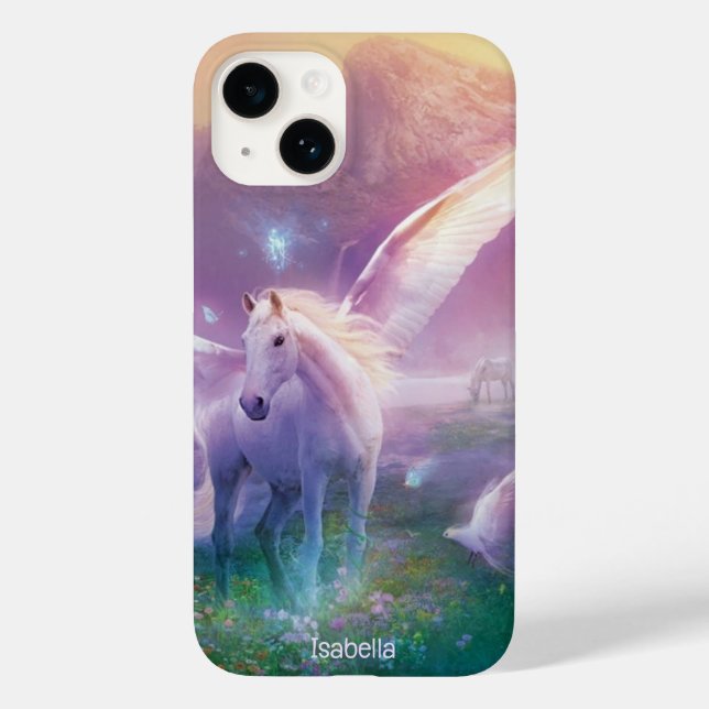 Pegasus In Wildflowers Personalize Name Case-Mate iPhone Case (Back)