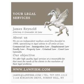 Pegasus, Legal Services Advertising Flyer
