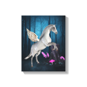 Pegasus Magical Forest Fantasy Horse Art Canvas Print