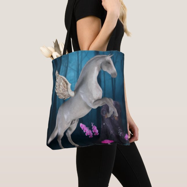 Pegasus Magical Forest Fantasy Horse Art  Tote Bag (Close Up)