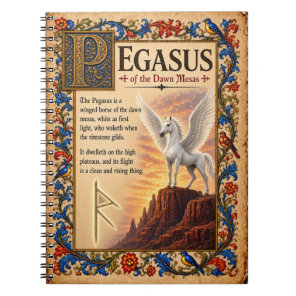 Pegasus, Medieval Bestiary Art Notebook