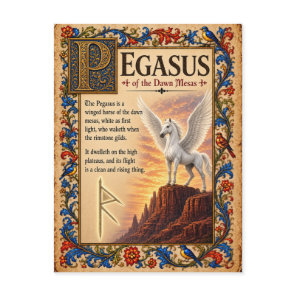 Pegasus, Medieval Bestiary Art Postcard