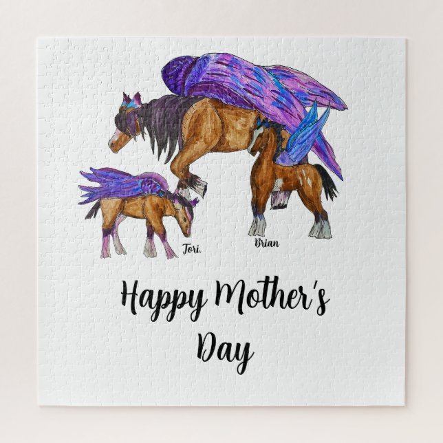 Pegasus mom with two babies for Mother’s Day Jigsaw Puzzle (Vertical)