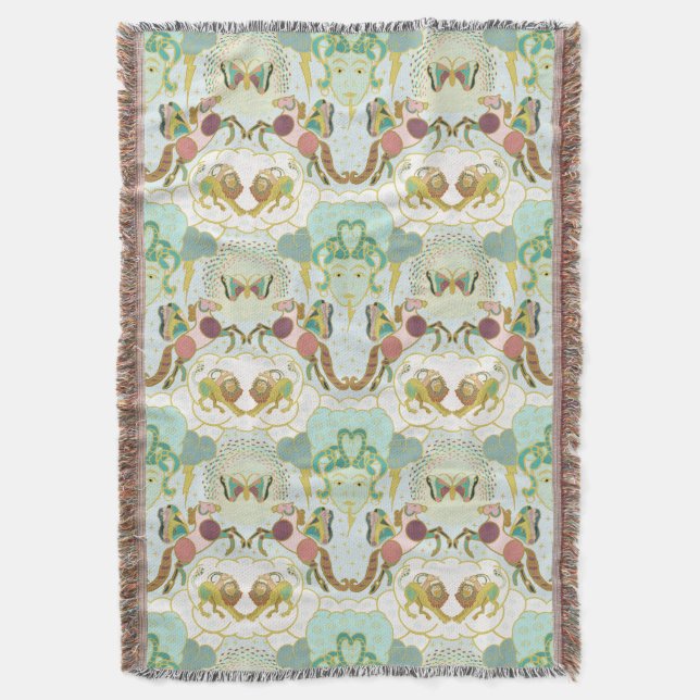 Pegasus Mythomorphosis With Medusa and Chimera Throw Blanket (Front Vertical)