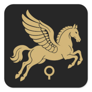 Pegasus of Corinth Ancient Greek Gold Emblem Square Sticker