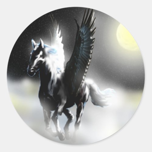 Pegasus of the Moon Classic Round Sticker