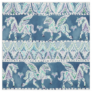PEGASUS PARADE Navy Boho Print Fabric