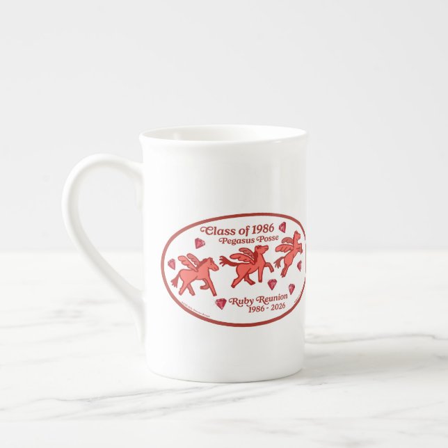 Pegasus Posse Ruby Reunion Bone China  Mug (Left)
