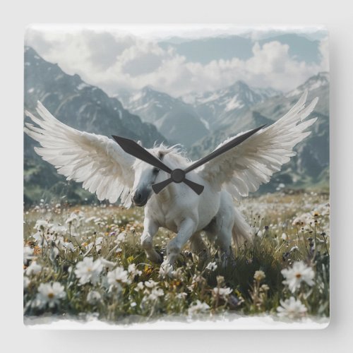 Pegasus Preparing for Takeoff Square Wall Clock