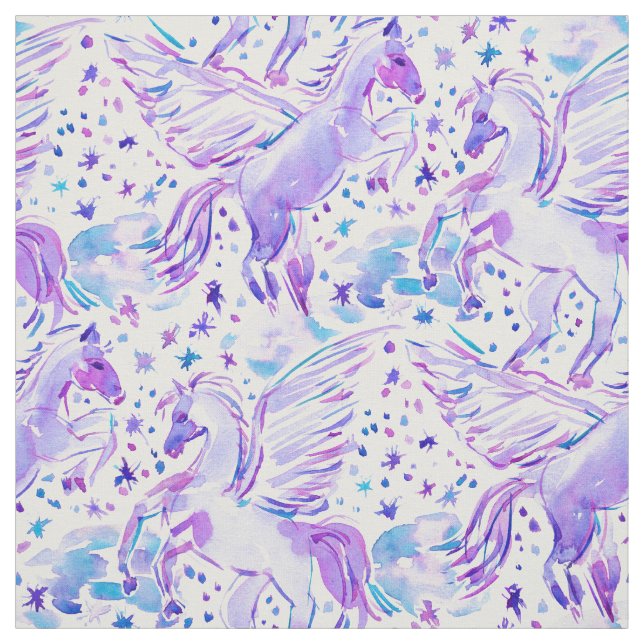 PEGASUS PRIDE Mystical Purple Girly Print Fabric (Swatch)