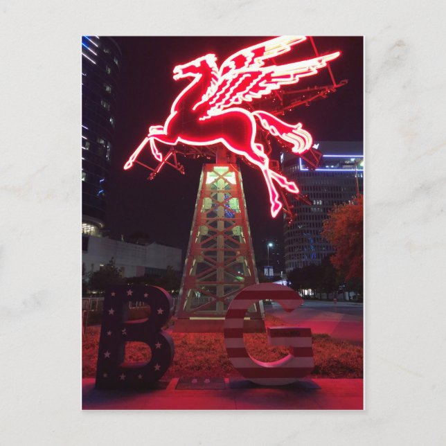 Pegasus Red Flying Horse in Dallas Postcard (Front)