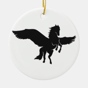 Pegasus silhouette - Choose background color Ceramic Ornament
