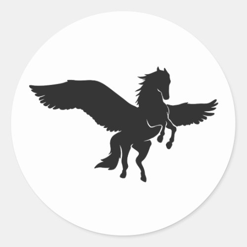 Pegasus silhouette _ Choose background color Classic Round Sticker