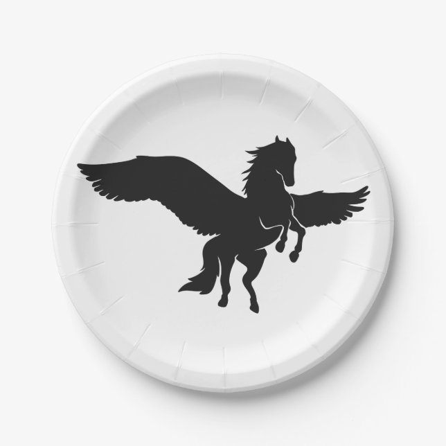 Pegasus silhouette - Choose background color Paper Plates (Front)