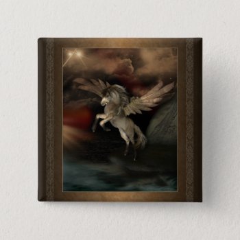 Pegasus Square Button by EarthMagickGifts at Zazzle