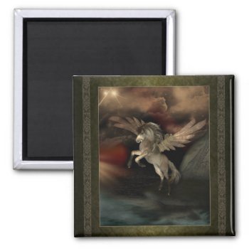 Pegasus Square Magnet by EarthMagickGifts at Zazzle