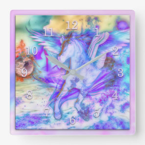 PEGASUS THE DEVINE HORSE SQUARE WALL CLOCK