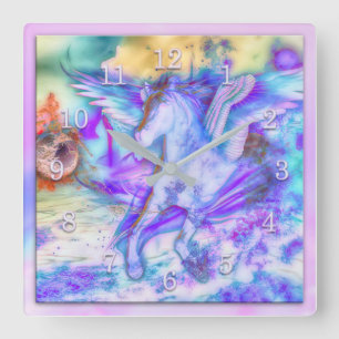 PEGASUS THE DEVINE HORSE SQUARE WALL CLOCK